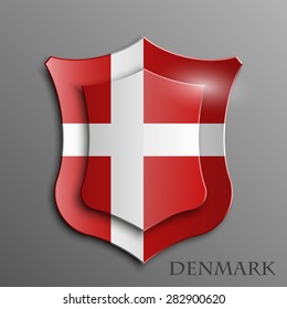 Sweden Flag on a Shiny Shield, Vector Illustration isolate on Grey Background