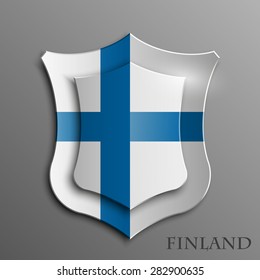 Sweden Flag on a Shiny Shield, Vector Illustration isolate on Grey Background