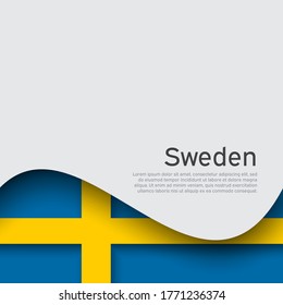 Schweden Flagge auf weißem Hintergrund. Nationales Plakatdesign. Bücherei für Unternehmen. Staatlicher patriotischer Banner, Flyer. Hintergrund mit der Flagge von Schweden. Wellenmuster Vektorgrafik