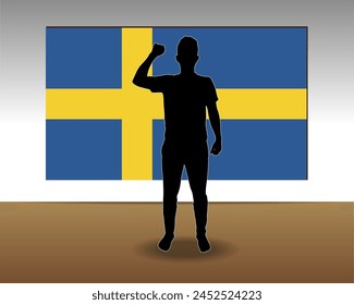 Sweden flag paper texture, single-piece element, vector design, Sweden flag taped on wall, decoration or celebration idea