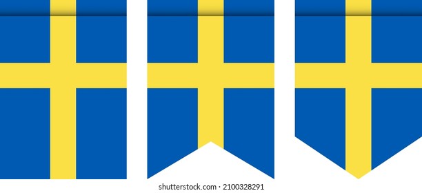 Sweden flag or pennant isolated on white background. Pennant flag icon.