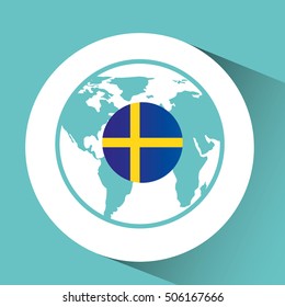 sweden flag pin map design vector illustration eps 10