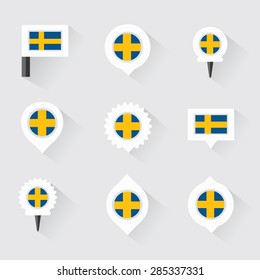 sweden flag and pins for infographic, and map design