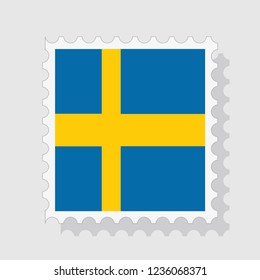 Sweden flag postage stamp, isolated on white background, vector illustration.