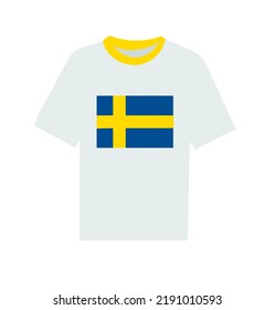 Sweden flag printed t-shirt vector illustration isolated on white background.