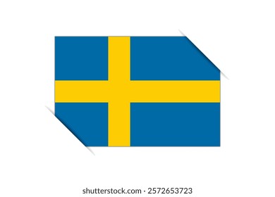 Sweden flag - rectangle colorful flag representing a country cultural identity and heritage. The essence of national pride and unity. Attached by the corners in a paper album