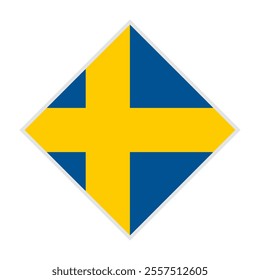 sweden flag - rhombus shape icon on white background	