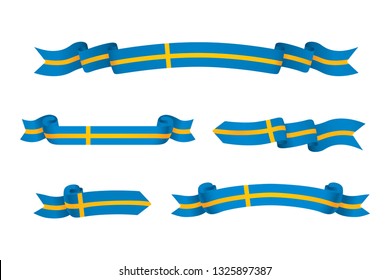 Sweden flag ribbon isolated on white background. Vector illustration 