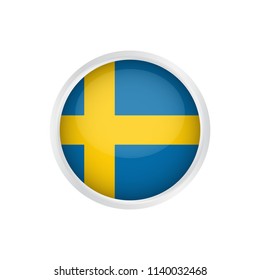 Sweden flag as round glossy icon. Button with Sweden flag. National flag for country of Sweden isolated, Vector illustration eps10.