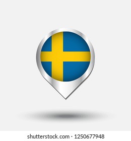 Sweden Flag Round Pin Icon Vector Stock Vector (Royalty Free ...