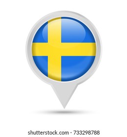 Sweden Flag Round Pin Vector Icon - Illustration