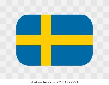 Sweden flag - rounded rectangle colorful flag representing a country cultural identity and heritage. The essence of national pride and unity. Vector flag on transparent background.