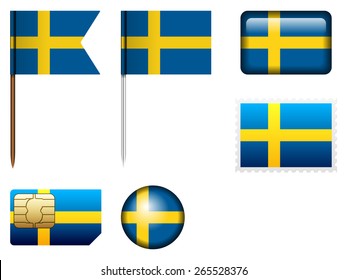 Sweden flag set on a white background. 