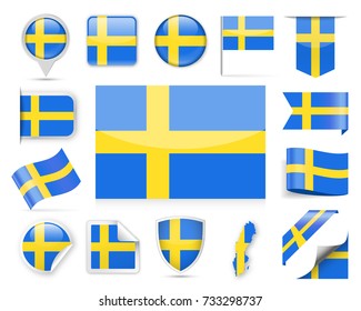 Sweden Flag Set - Vector Illustration