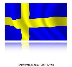 Sweden flag with shadow in the wind illustration