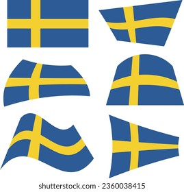Sweden Flag Shapes Vector Pack