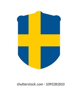 Sweden flag and shield.Sweden Coat of arms