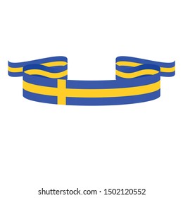 Sweden flag. Simple ribbon  vector Sweden flag