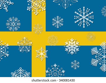 sweden flag with snowflakes