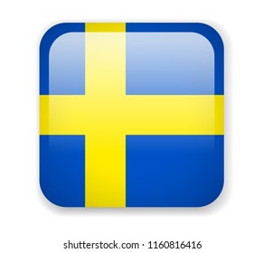 Sweden Flag. Square bright Icon. Vector Illustration