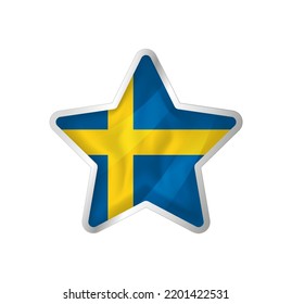 Sweden flag in star. Button star and flag template. Easy editing and vector in groups. National flag vector illustration on white background.