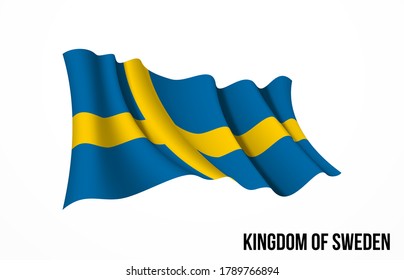 Sweden flag state symbol isolated on background national banner. Greeting card National Independence Day of the Kingdom of Sweden. Illustration banner with realistic state flag.