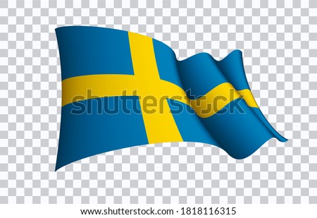 Sweden flag state symbol isolated on background national banner. Greeting card National Independence Day of the Kingdom of Sweden. Illustration banner with realistic state flag.