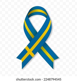 Sweden flag stripe ribbon vector illustration on a transparent background vector image (PNG).