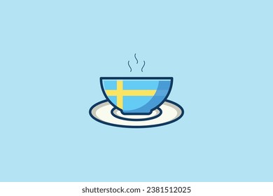 sweden flag tea cup vector template logo design