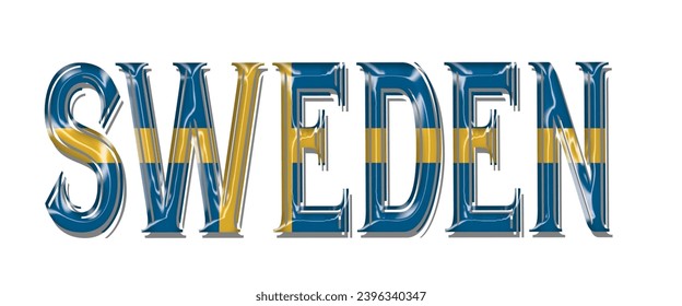 Sweden flag text font, 3D Sweden flag colorful background, Sweden flag vector illustration