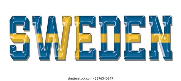 Sweden flag text font, 3D Sweden flag colorful background, Sweden flag vector illustration