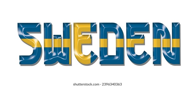 Sweden flag text font, 3D Sweden flag colorful background, Sweden flag vector illustration
