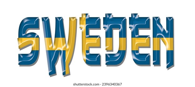 Sweden flag text font, 3D Sweden flag colorful background, Sweden flag vector illustration