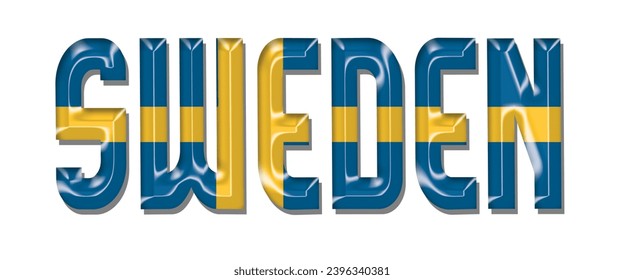 Sweden flag text font, 3D Sweden flag colorful background, Sweden flag vector illustration