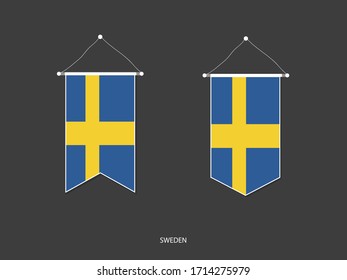 Bandera sueca en varias formas, Vector Pennant de la bandera de fútbol, ilustración vectorial.