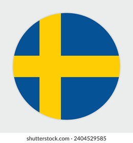 Diseño de iconos vectoriales de bandera de Suecia. Bandera circular de Suecia. Bandera de la Ronda de Suecia.
