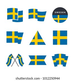 Sweden flag vector icons and logo design elements with the Swedish flag