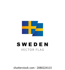 Sweden flag. Vector illustration isolated on white background. Swedish flag colorful logo.