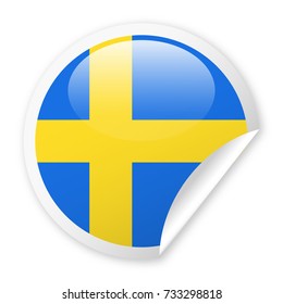 Sweden Flag Vector Round Corner Paper Icon - Illustration