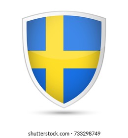 Sweden Flag Vector Shield Icon - Illustration