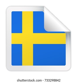 Sweden Flag Vector Square Corner Paper Icon - Illustration