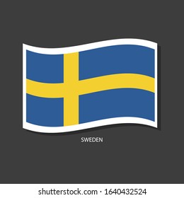 Sweden flag Vector waving with flags.