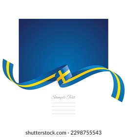 Sweden flag vector. World flags and ribbons. Swedish flag ribbon on abstract color background