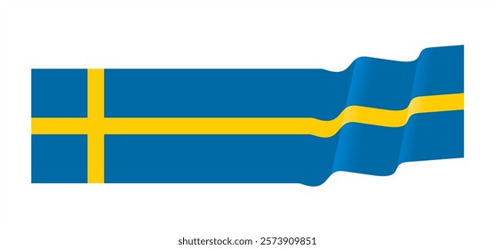 Sweden flag waving style. Vector illustration. 