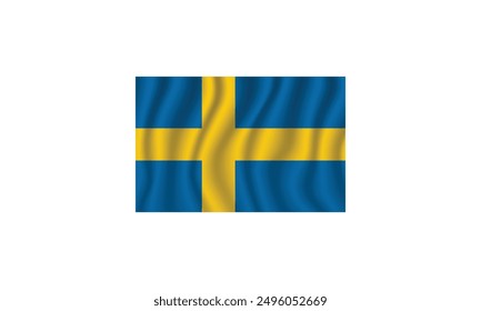 Sweden flag waving vector illustration Flag icon Standard color Standard size a rectangular flag