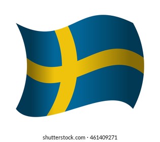 sweden flag waving in the wind