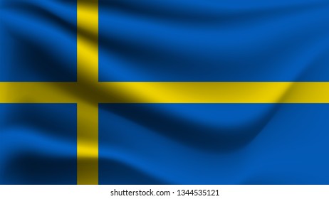 Sweden flag waving with the wind, 3D illustration