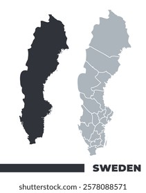 Sweden flat and border outline vector maps