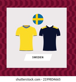 Sweden football national team uniform flat illustration. European football team.