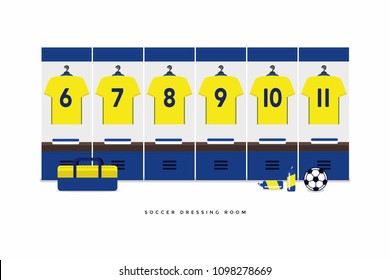 Sweden Football Or Soccer Team Dressing Room.